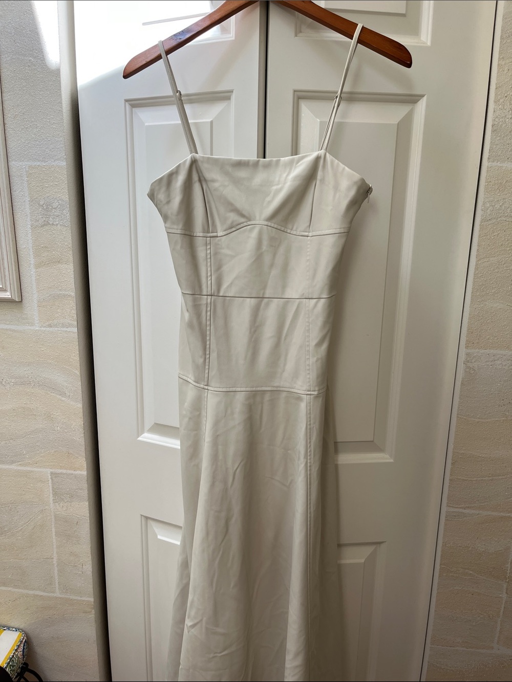 Zara Faux Leather cream  Maxi/Midi Dress/ NWOT/Sz S